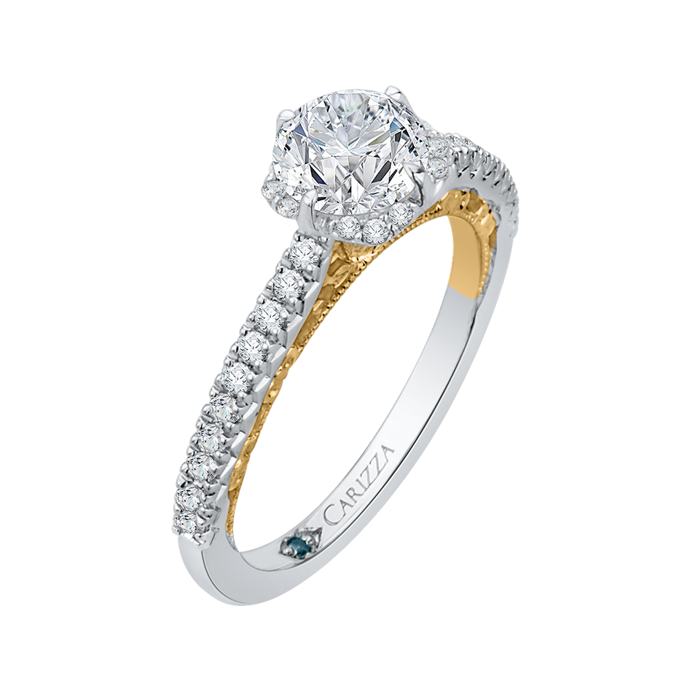 Round Diamond Engagement Ring in 14K Two Tone Gold (Semi-Mount)