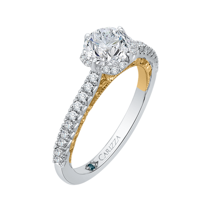 Round Diamond Engagement Ring in 14K Two Tone Gold (Semi-Mount)