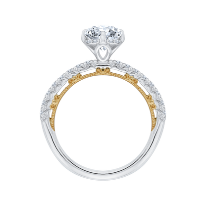 Round Diamond Engagement Ring in 14K Two Tone Gold (Semi-Mount)