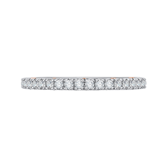 Round Diamond Half-Eternity Wedding Band in 14K Two Tone Gold