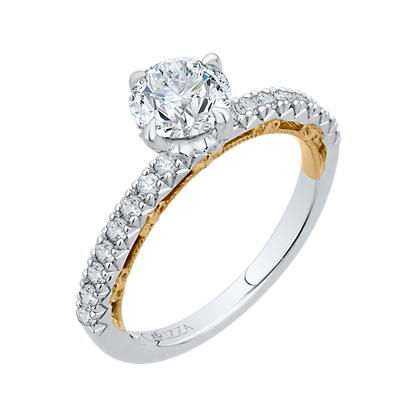 Round Diamond Engagement Ring in 14K Two Tone Gold (Semi-Mount)