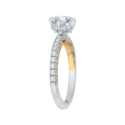 Round Diamond Engagement Ring in 14K Two Tone Gold (Semi-Mount)