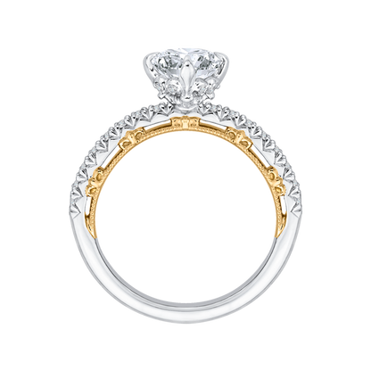 Round Diamond Engagement Ring in 14K Two Tone Gold (Semi-Mount)