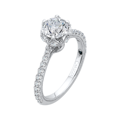 Round Diamond Cathedral Style Engagement Ring in 14K White Gold (Semi-Mount)