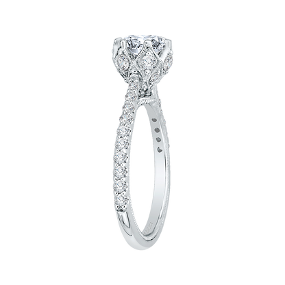 Round Diamond Cathedral Style Engagement Ring in 14K White Gold (Semi-Mount)