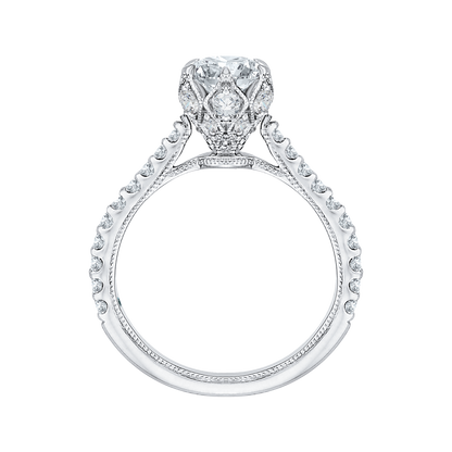 Round Diamond Cathedral Style Engagement Ring in 14K White Gold (Semi-Mount)