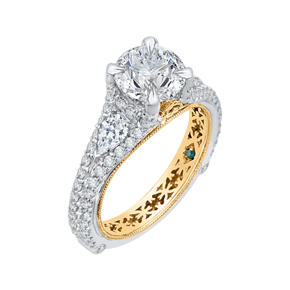 Split Shank Round Diamond Engagement Ring in 14K Two Tone Gold (Semi-Mount)