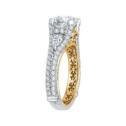 Split Shank Round Diamond Engagement Ring in 14K Two Tone Gold (Semi-Mount)