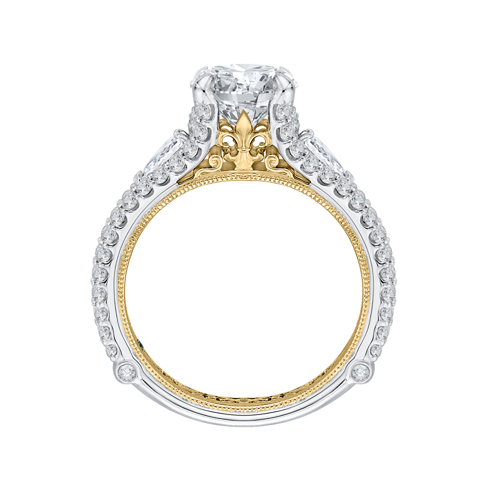 Split Shank Round Diamond Engagement Ring in 14K Two Tone Gold (Semi-Mount)