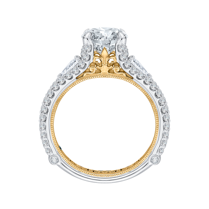 Split Shank Round Diamond Engagement Ring in 14K Two Tone Gold (Semi-Mount)