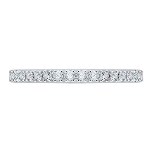 Round Diamond Half-Eternity Wedding Band in 14K Two Tone Gold