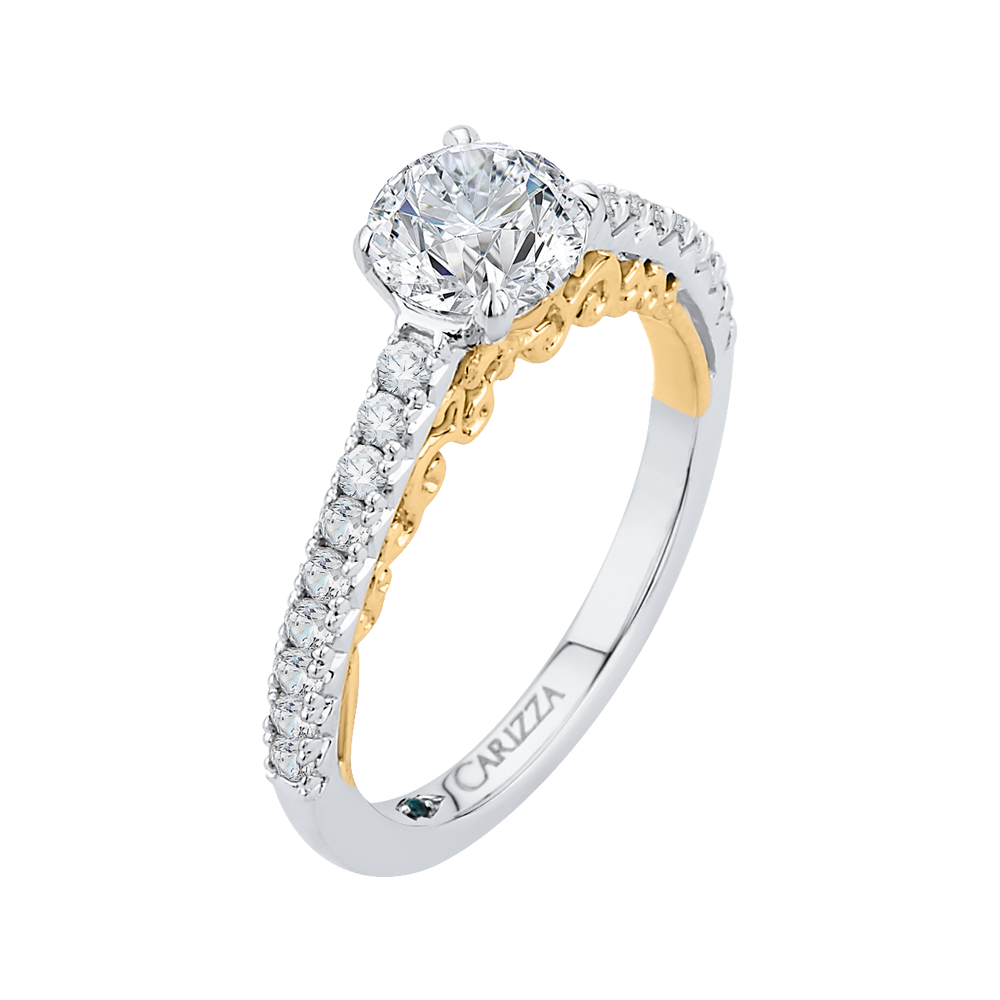 Round Diamond Engagement Ring in 14K Two Tone Gold (Semi-Mount)