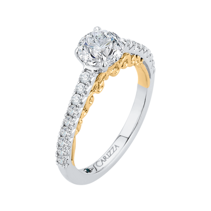 Round Diamond Engagement Ring in 14K Two Tone Gold (Semi-Mount)