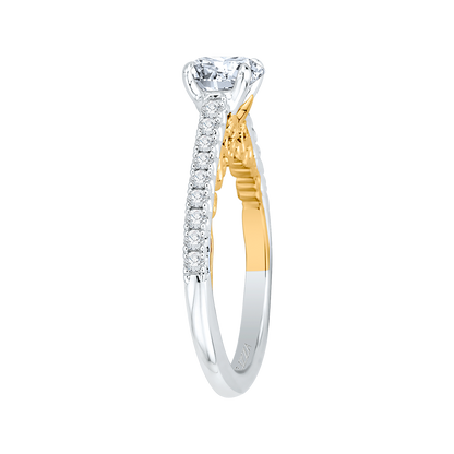 Round Diamond Engagement Ring in 14K Two Tone Gold (Semi-Mount)