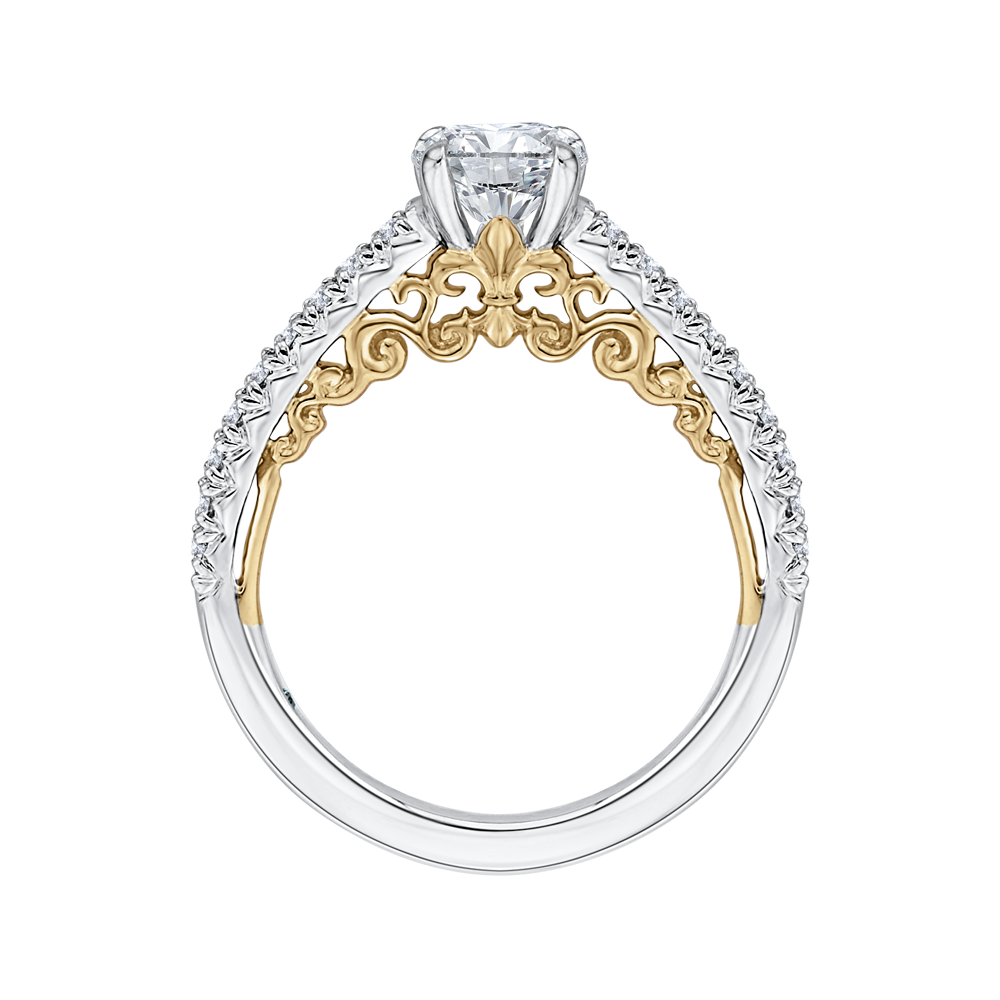 Round Diamond Engagement Ring in 14K Two Tone Gold (Semi-Mount)