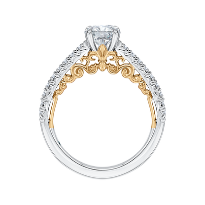 Round Diamond Engagement Ring in 14K Two Tone Gold (Semi-Mount)