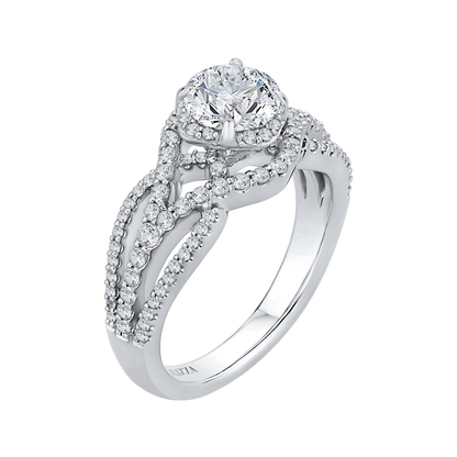 14K White Gold Round Diamond Engagement Ring with Split Shank (Semi-Mount)