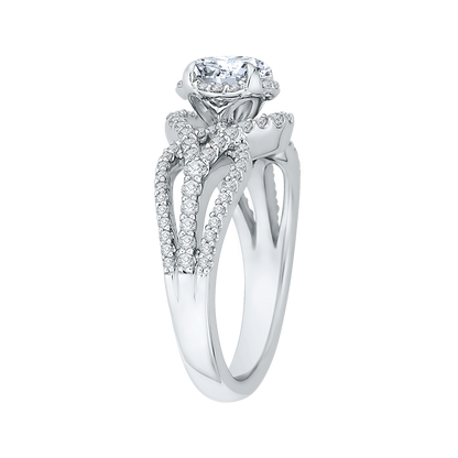 14K White Gold Round Diamond Engagement Ring with Split Shank (Semi-Mount)