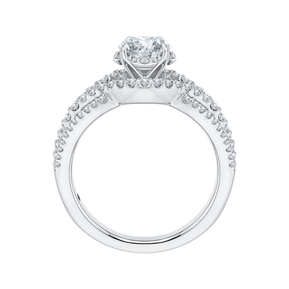14K White Gold Round Diamond Engagement Ring with Split Shank (Semi-Mount)