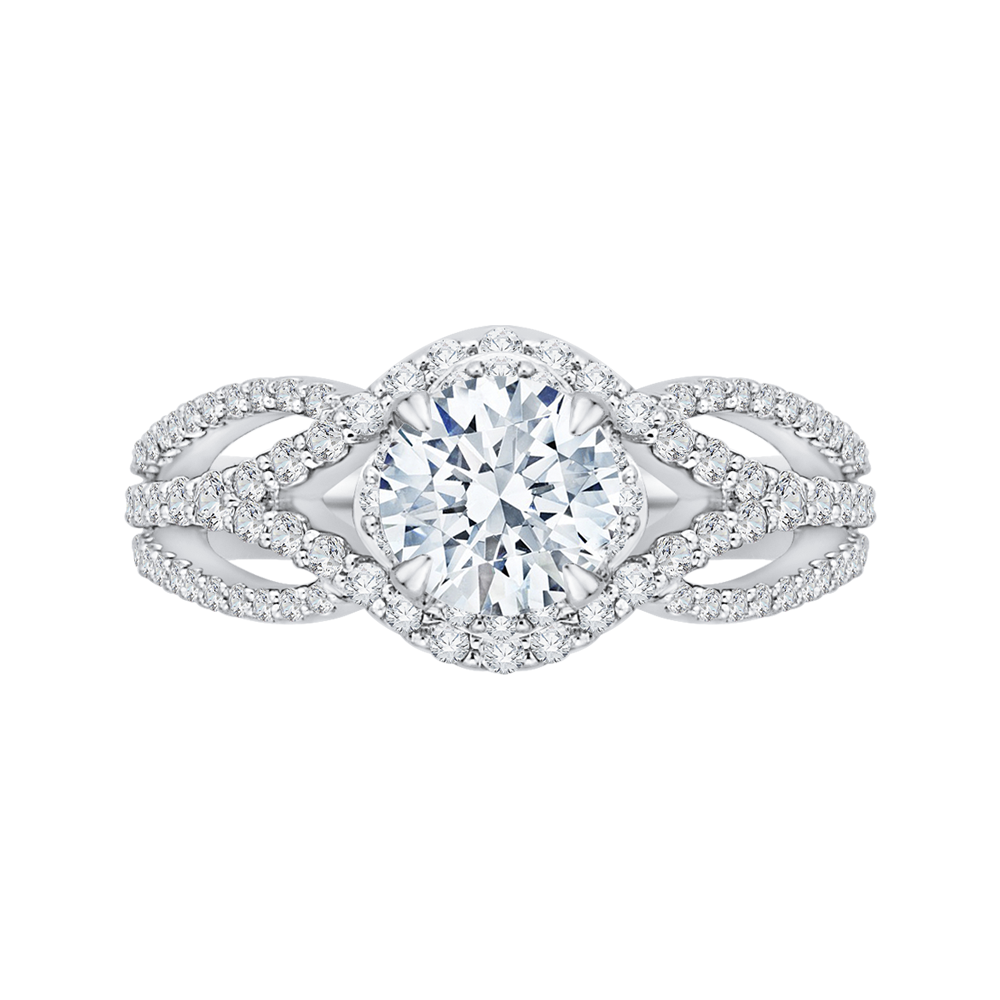 14K White Gold Round Diamond Engagement Ring with Split Shank (Semi-Mount)