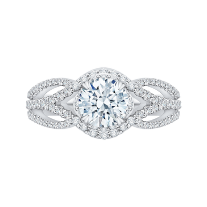 14K White Gold Round Diamond Engagement Ring with Split Shank (Semi-Mount)