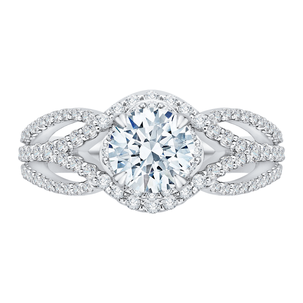 Split Shank Round Diamond Engagement Ring in 14K White Gold (Semi-Mount)