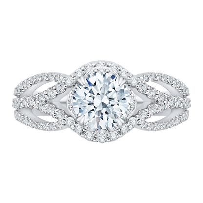 Split Shank Round Diamond Engagement Ring in 14K White Gold (Semi-Mount)