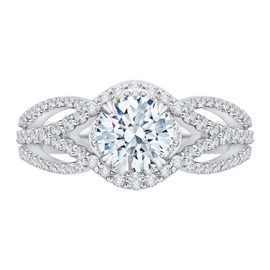 Split Shank Round Diamond Engagement Ring in 14K White Gold (Semi-Mount)