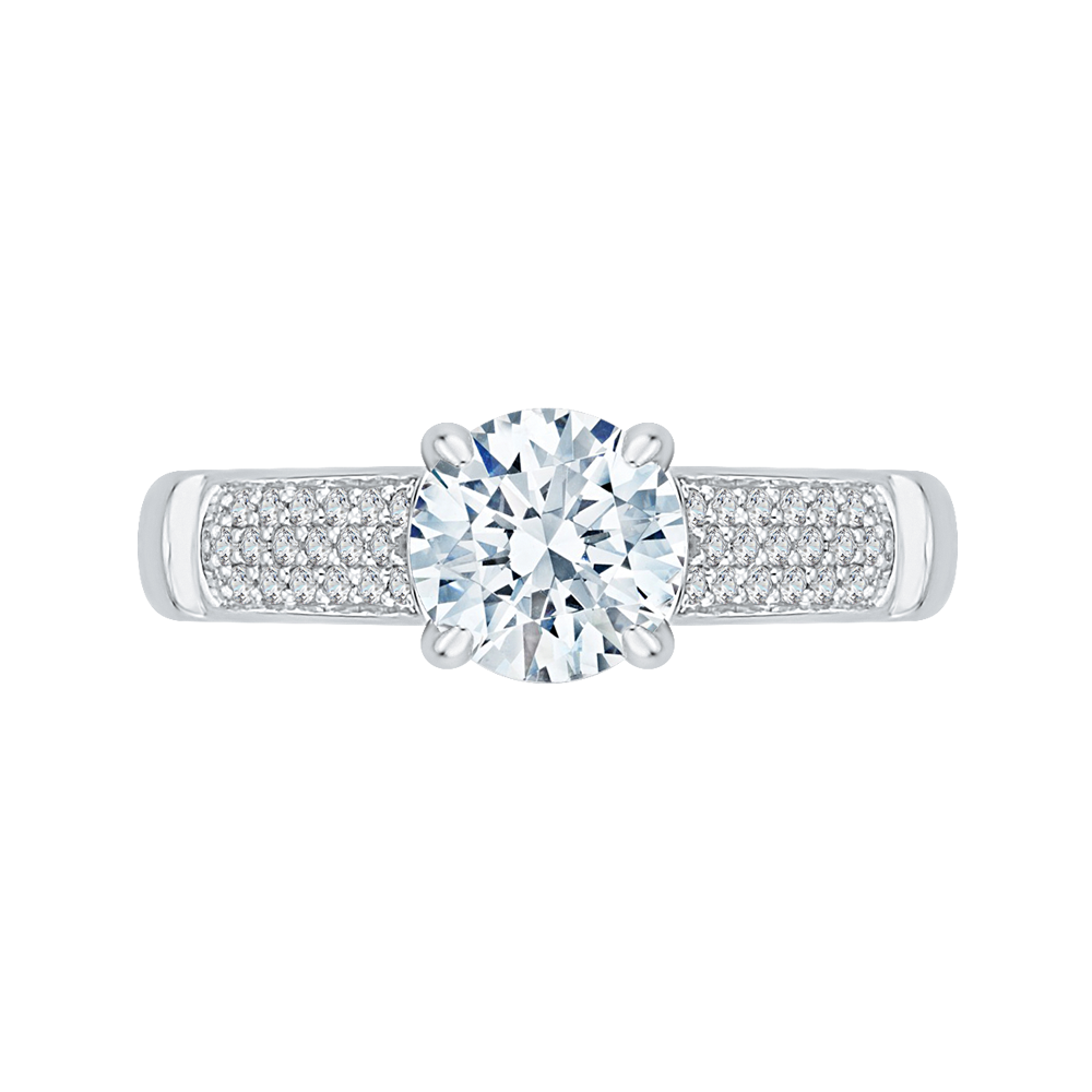 Round Diamond Cathedral Style Engagement Ring in 14K White Gold (Semi-Mount)