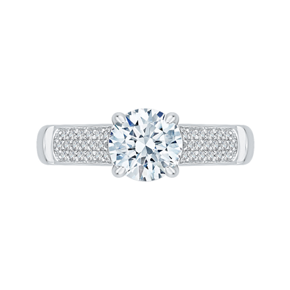 Round Diamond Cathedral Style Engagement Ring in 14K White Gold (Semi-Mount)