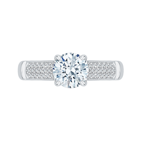 Round Diamond Cathedral Style Engagement Ring in 14K White Gold (Semi-Mount)