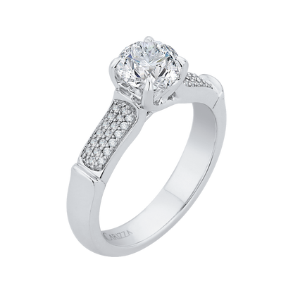 Round Diamond Cathedral Style Engagement Ring in 14K White Gold (Semi-Mount)