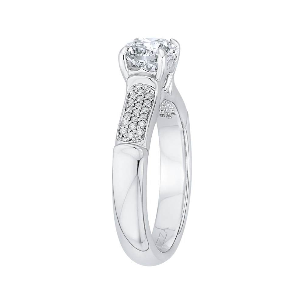 Round Diamond Cathedral Style Engagement Ring in 14K White Gold (Semi-Mount)