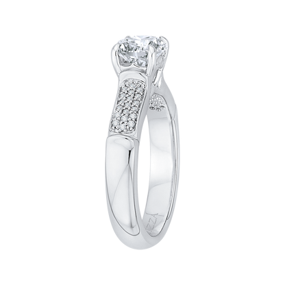 Round Diamond Cathedral Style Engagement Ring in 14K White Gold (Semi-Mount)