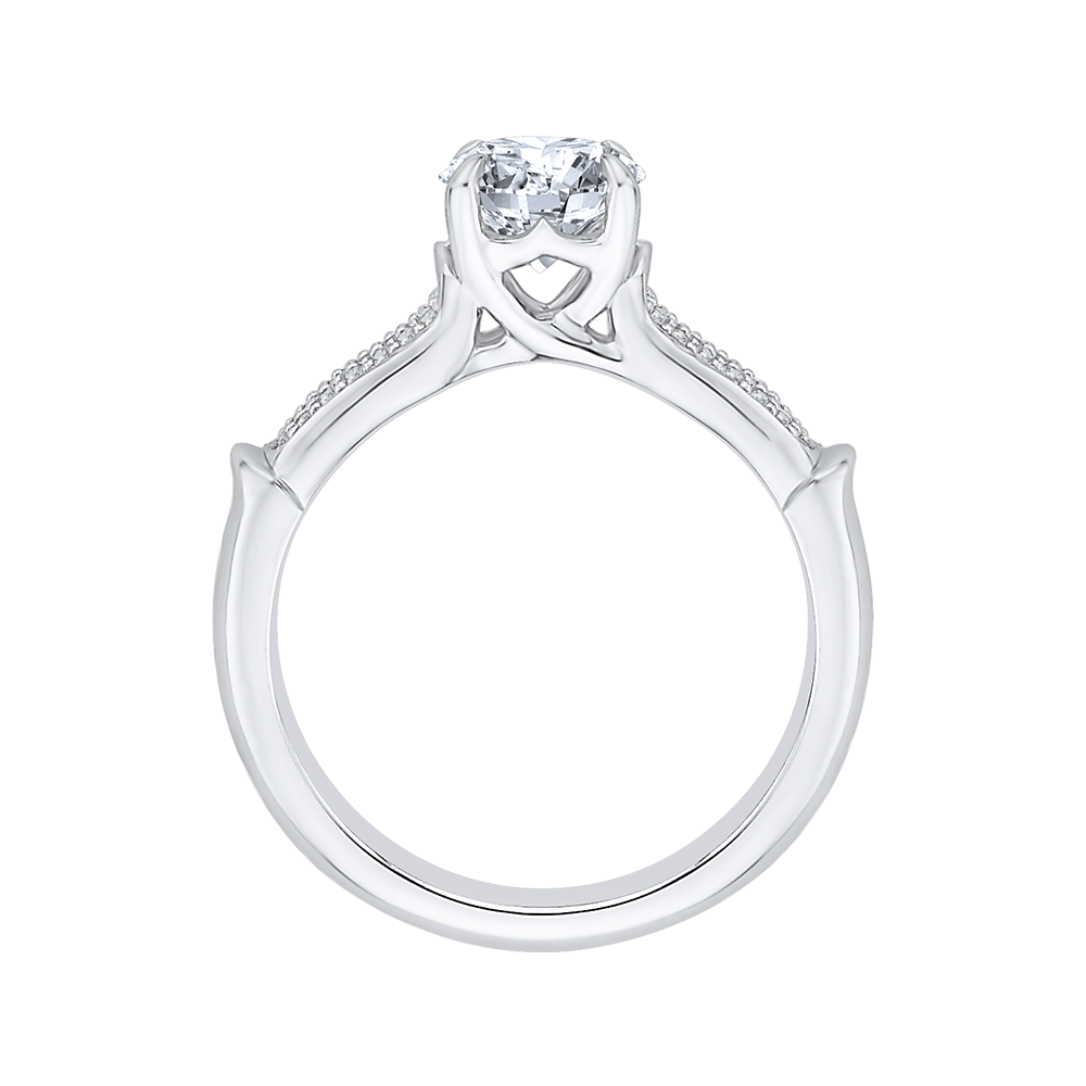 Round Diamond Cathedral Style Engagement Ring in 14K White Gold (Semi-Mount)