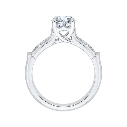 Round Diamond Cathedral Style Engagement Ring in 14K White Gold (Semi-Mount)