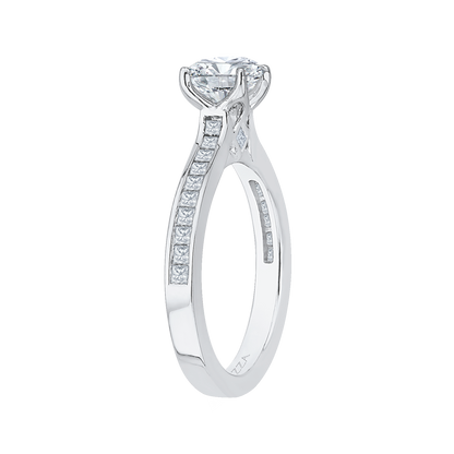 Cut Round Diamond Cathedral Style Engagement Ring in 14K White Gold (Semi-Mount)