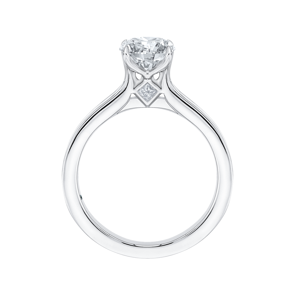 Cut Round Diamond Cathedral Style Engagement Ring in 14K White Gold (Semi-Mount)