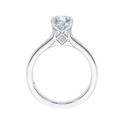 Cut Round Diamond Cathedral Style Engagement Ring in 14K White Gold (Semi-Mount)