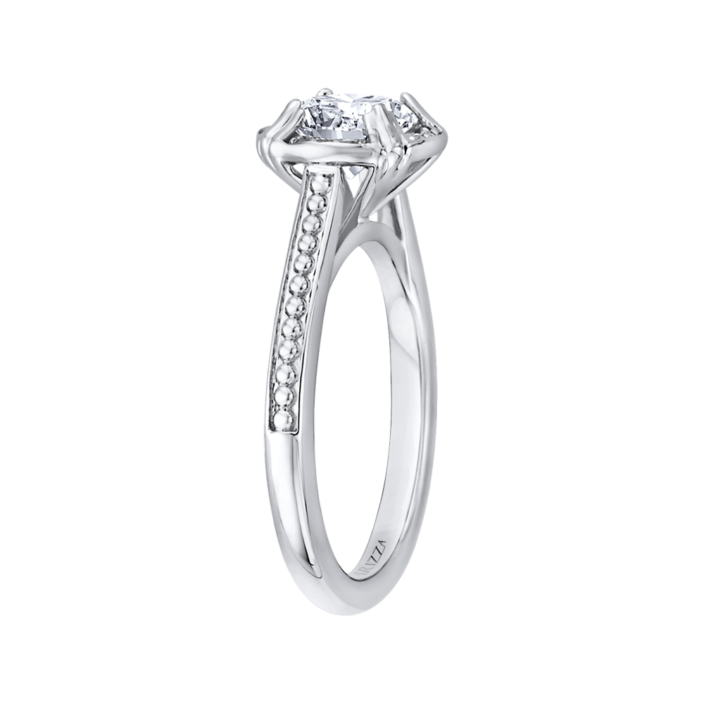 Round Diamond Halo Cathedral Style Engagement Ring in 14K White Gold (Semi-Mount)