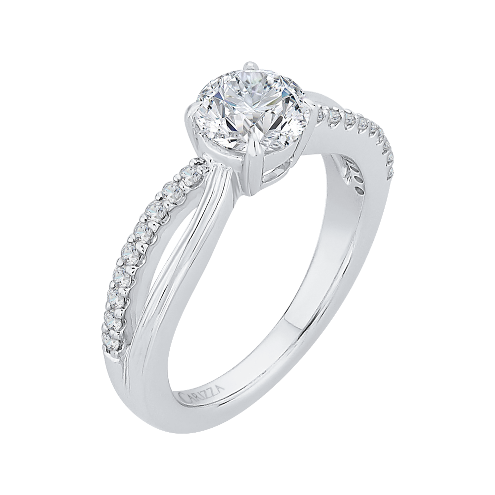 Split Shank Round Diamond Engagement Ring in 14K White Gold (Semi-Mount)