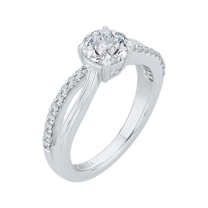 Split Shank Round Diamond Engagement Ring in 14K White Gold (Semi-Mount)