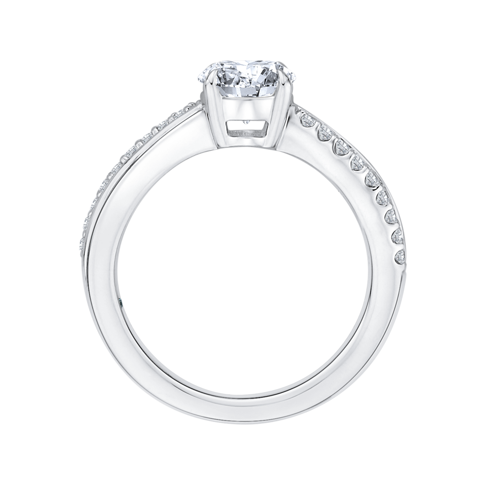 Split Shank Round Diamond Engagement Ring in 14K White Gold (Semi-Mount)