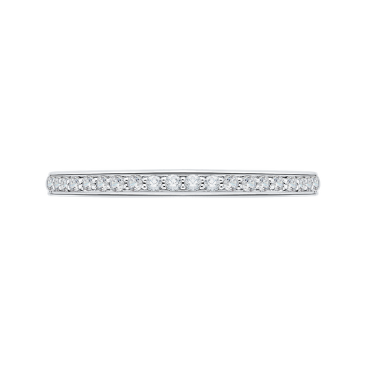 Round Diamond Half-Eternity Wedding Band in 14K White Gold