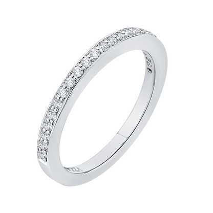 Round Diamond Half-Eternity Wedding Band in 14K White Gold