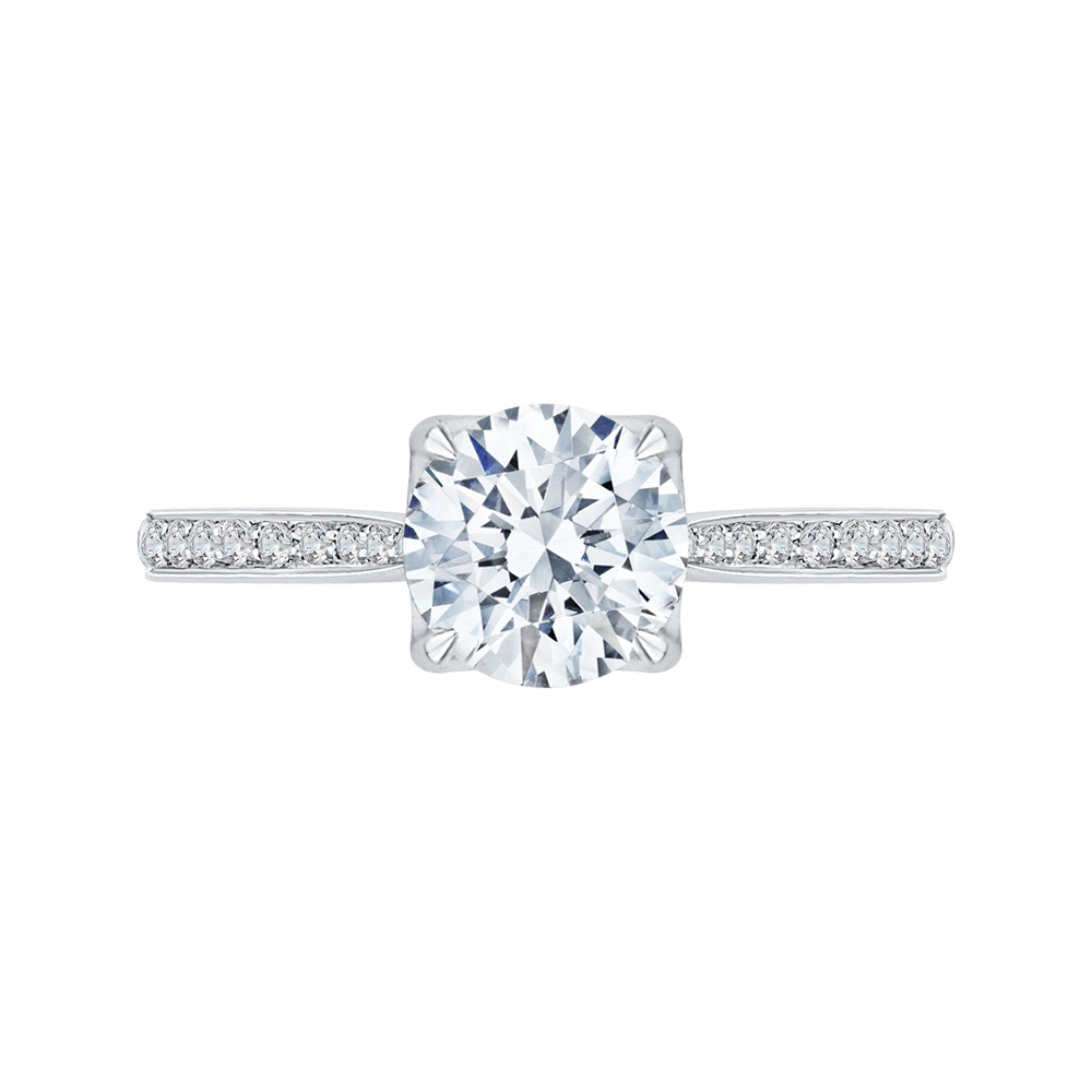 Round Diamond Cathedral Style Engagement Ring in 14K White Gold (Semi-Mount)