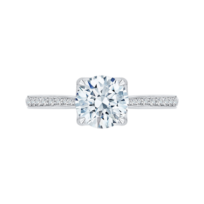 Round Diamond Cathedral Style Engagement Ring in 14K White Gold (Semi-Mount)