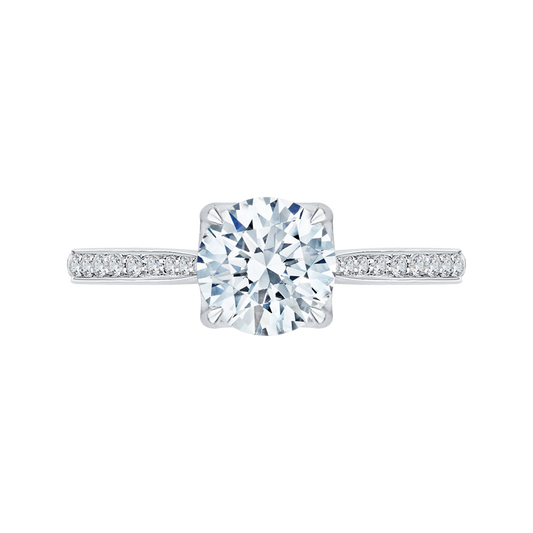 Round Diamond Cathedral Style Engagement Ring in 14K White Gold (Semi-Mount)