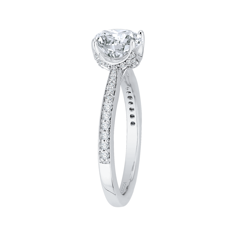 Round Diamond Cathedral Style Engagement Ring in 14K White Gold (Semi-Mount)