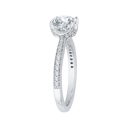 Round Diamond Cathedral Style Engagement Ring in 14K White Gold (Semi-Mount)